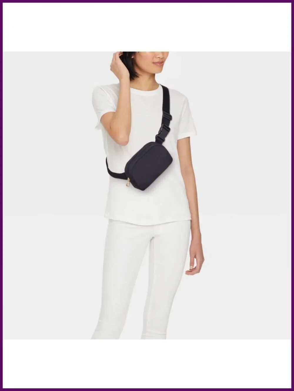 Woven Belt Crossbody Bag with Exterior Zip Pocket